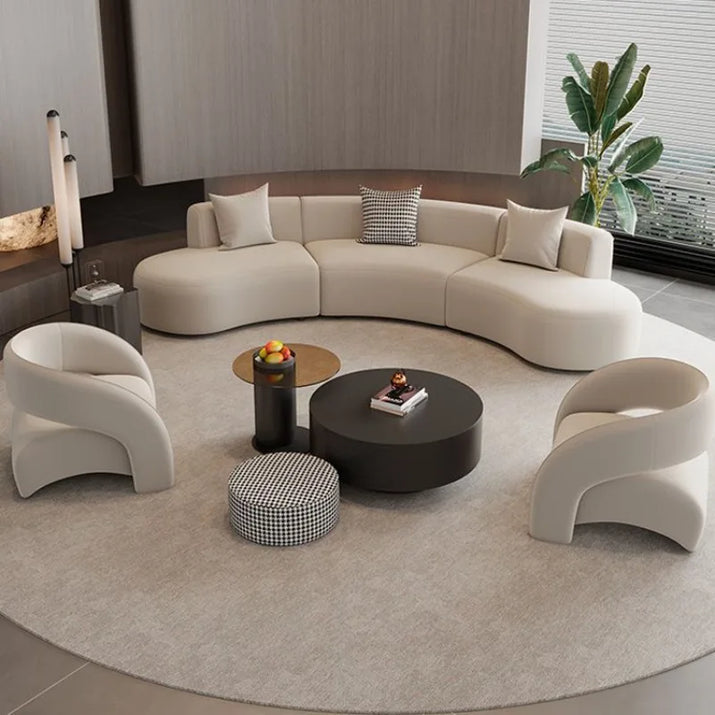 Beauty salon clubhouse lounge area curved sofa coffee table combinatio ...