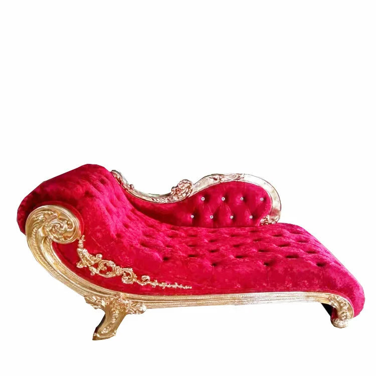 Gold Upholstered Classic Chaise Lounge Loveseat Comfortable Royal Throne Sofa  Wedding Chair Stainless Steel Chair Party ソファ
