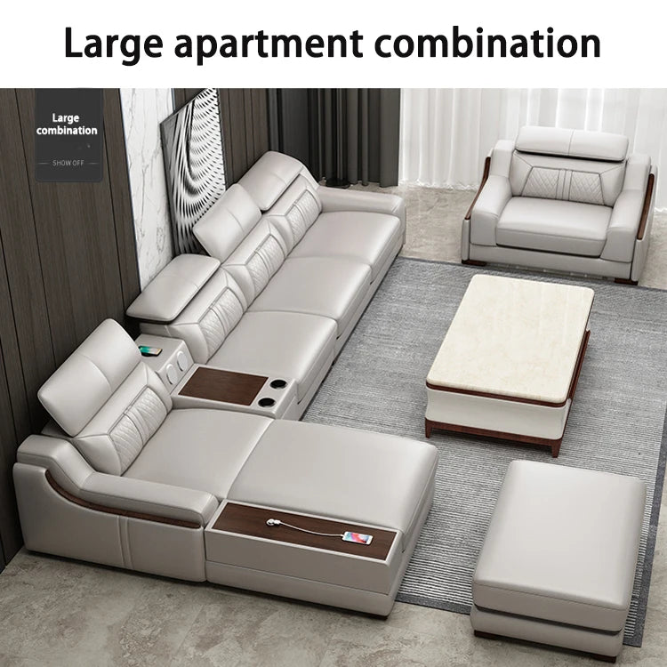 #For New Design Modern Simple Living Room Luxury Leather Sofa Set Hotel Apartment Multi-functional Corner Sofa Combination*