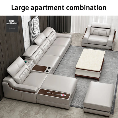 #For New Design Modern Simple Living Room Luxury Leather Sofa Set Hotel Apartment Multi-functional Corner Sofa Combination*