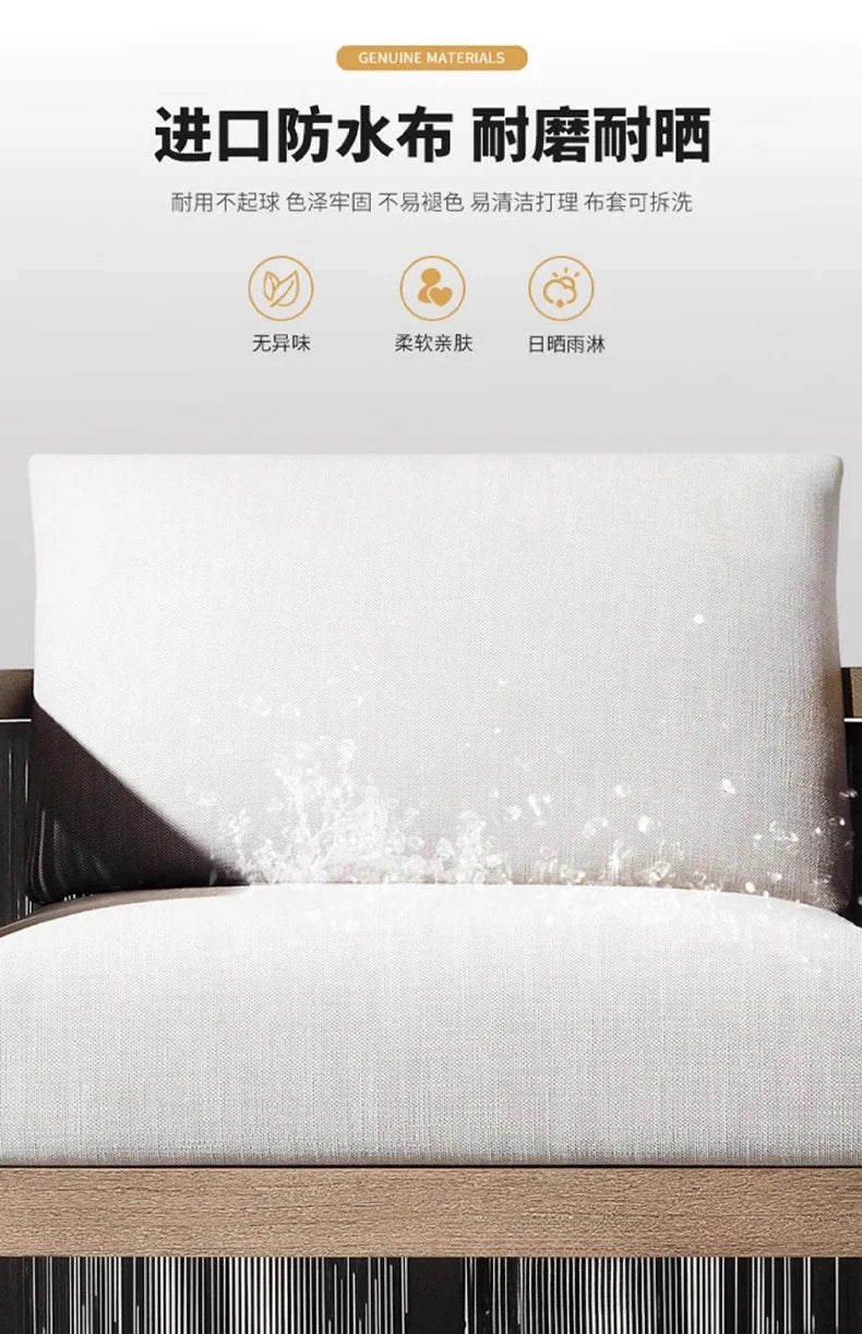 Outdoor villa courtyard sofa high-end teak sofa furniture combination hotel homestay waterproof