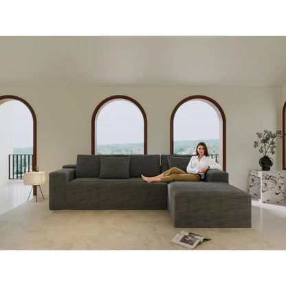 104" Modern L-Shape Sectional Couch with Deep Seat, Modular Sofa, Upholstered for Living Room or Bedroom, No Assembly, Grey