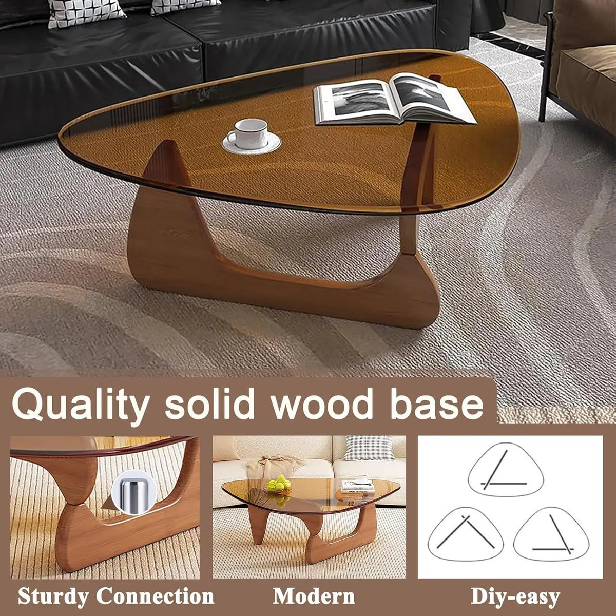Table basse moderne en verre, petite table basse du milieu du siècle, table basse pour le salon, adaptée à la chambre à coucher, au salon et au réception