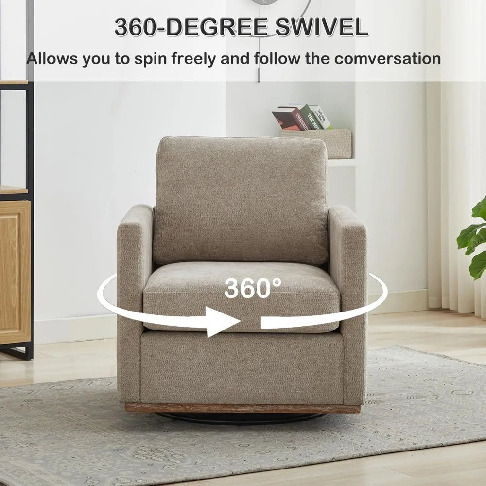 Swivel Accent Chair Set of 2, 360 Degree Square Swivel Barrel Chair for Living Room, Mid Century Modern Upholstered Accent Chair