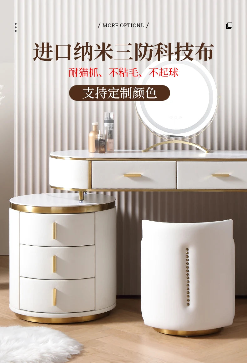 Light Mirror Vanity Table White Minimalist Drawers Storage Dressing Table Desk Makeup Mesa De Maquillaje Bedroom Furniture