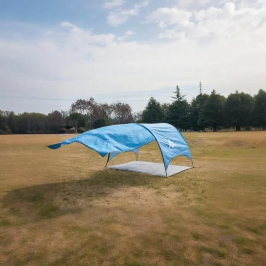 Beach Tent - Beach Shade Canopy Compact Fold 16.9x3.9″ Own Patent 360° Ventilation Large Side Storage Pocket UV Protection Port