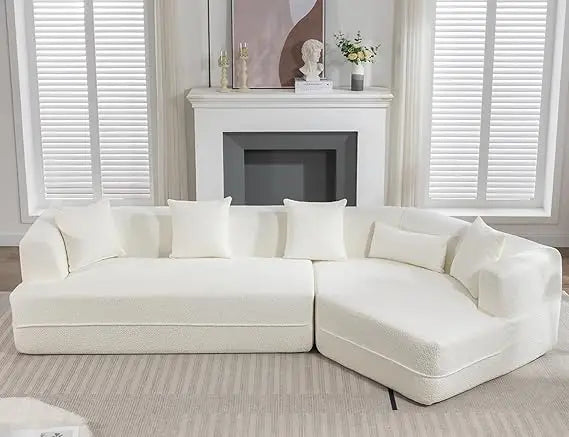 128 Cloud Sectional Couch, Upholstered Couches for Living Room Bedroom, Modern Boneless Modular Sofa with Deep Seat