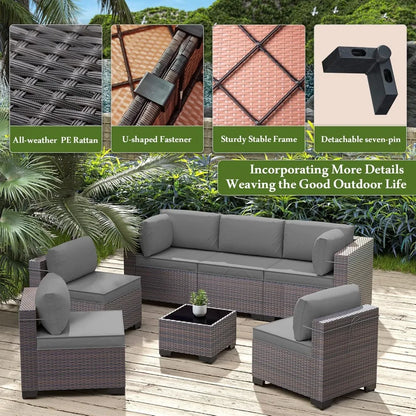 all-weather outdoor patio furniture set: sectional sofa in pe wicker for modular conversation areas