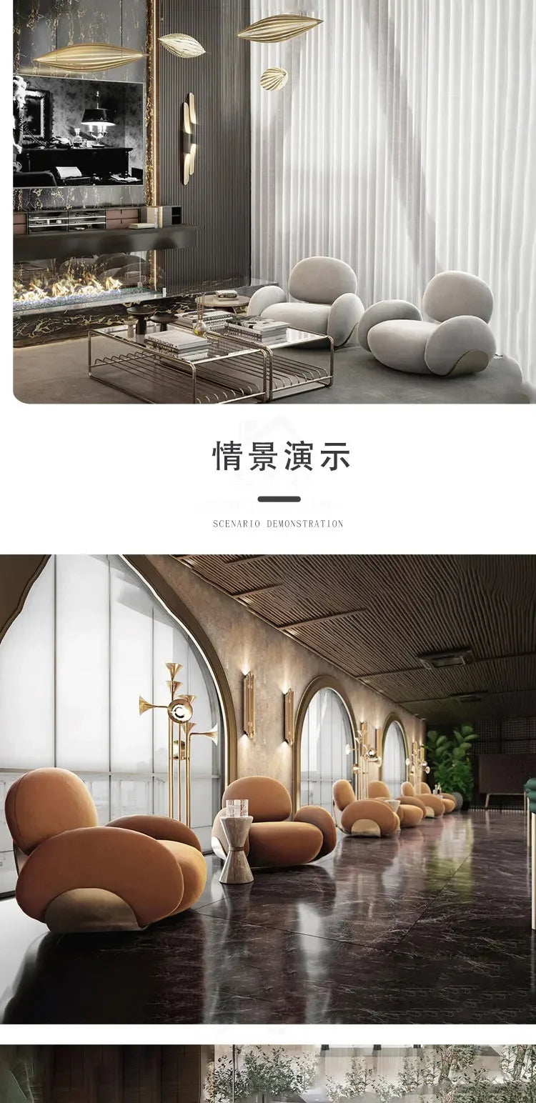 F Designer creative cream wind lamb wool leisure recliner small apartment bedroom makeup single sofa chair