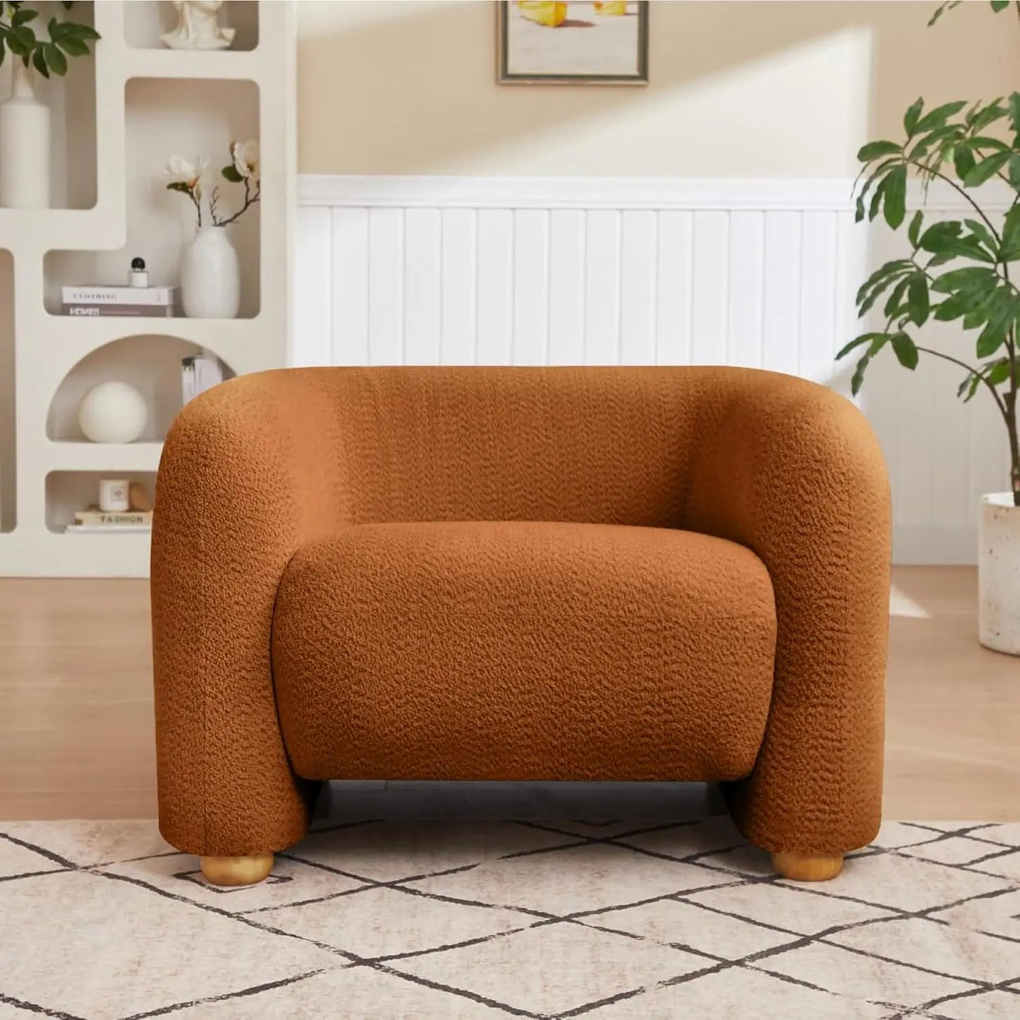 40" Modern Accent Chair Reading Chair Oversized Barrel Chairs for Living Room Bedroom Apartment (1, Khaki), Customized