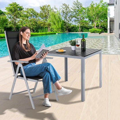 2PCS Foldable Lounge Chair Patio Folding Dining Chairs Aluminum Padded Adjustable High Back Lightweight Lawn Chair, Load 120kg