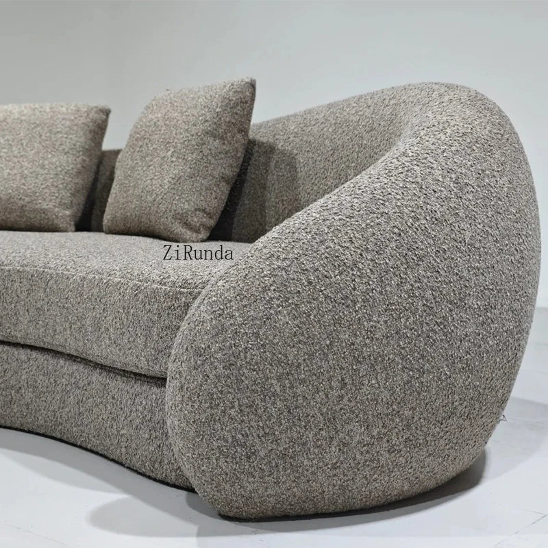 Simple cream living room sofa special-shaped semi-circular moon cashmere fabric sponge filling set