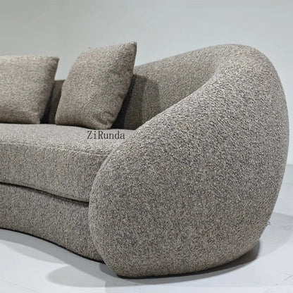 Simple cream living room sofa special-shaped semi-circular moon cashmere fabric sponge filling set