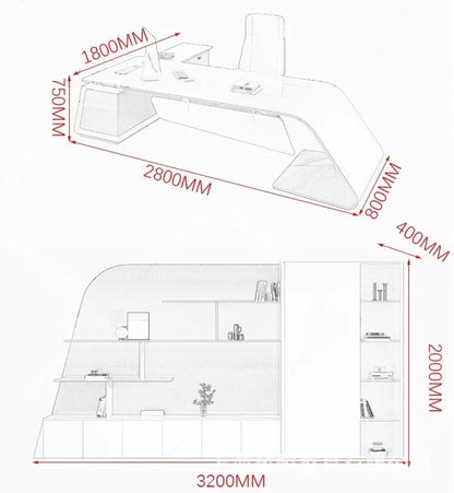 Designer Modern Office Desks Asthetic Luxury Storage Drawers Writing Executive Desk L Shaped Study Escritorios Office Furniture