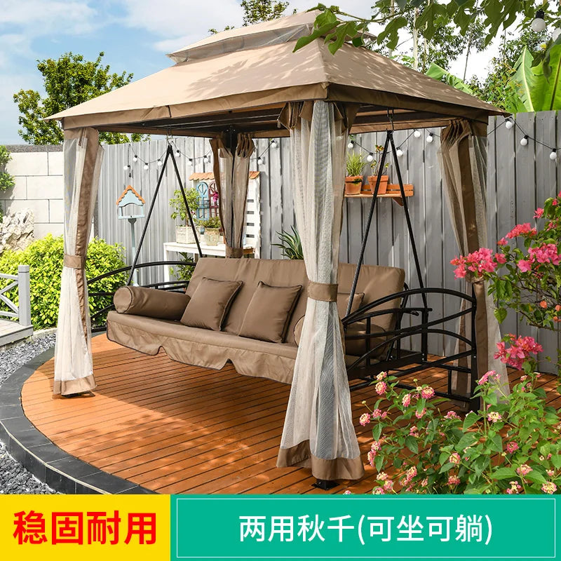 Outdoor Swing Garden Rocking Chair Wrought Iron Double Adult Balcony European Shaker Patio