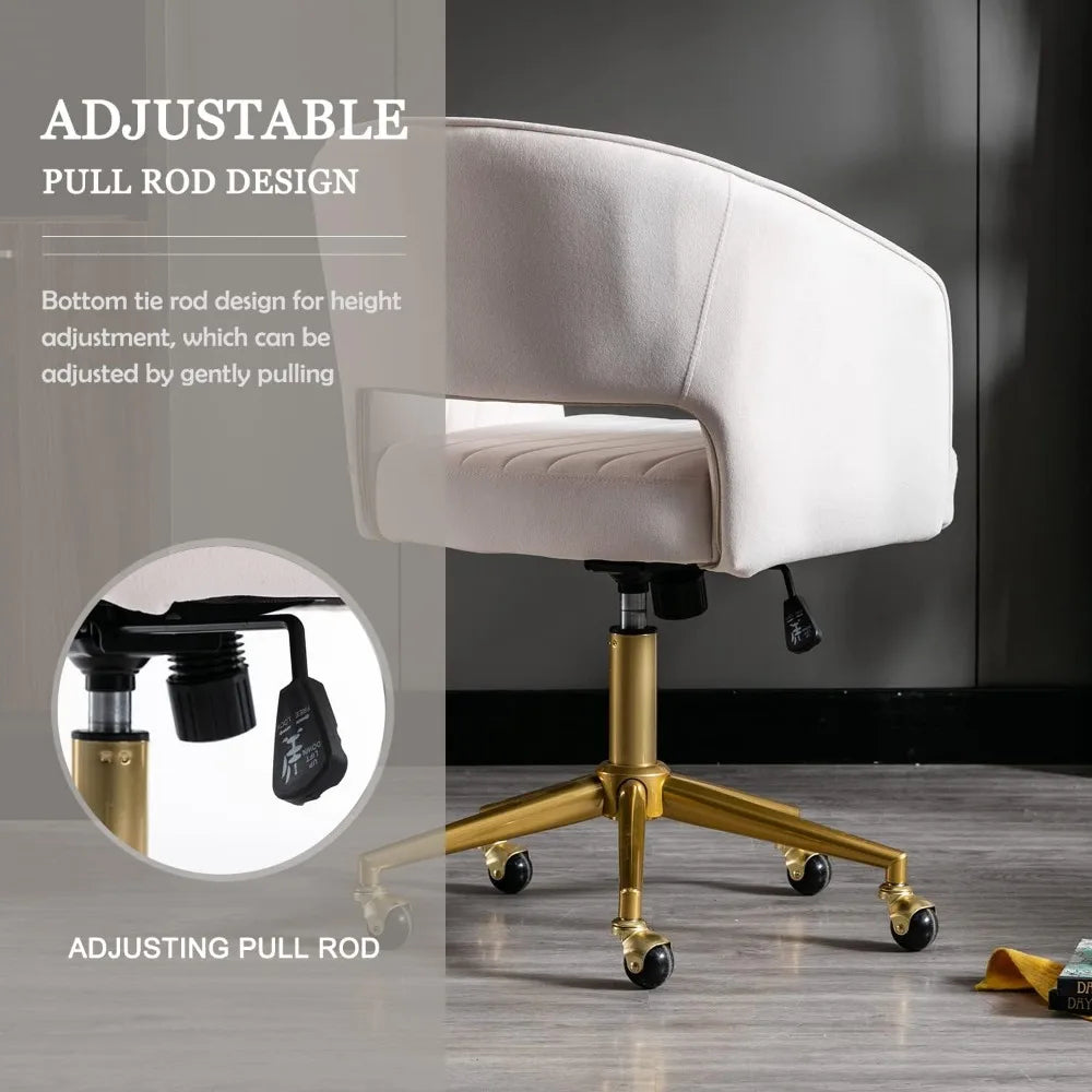 Velvet Home Office Chair, Modern Office Chair with Gold Base, Home Office Desk Chair for Living Room, Bedroom, Vanity, Study