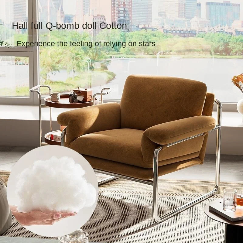 Bauhaus Antique Style Stainless Steel Designer Sofa Chair Living Room Home Balcony Leisure Recliner Negotiation Chair