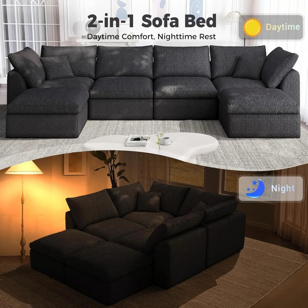 Cloud Modular Sectional Sofa with 2 Storage Ottomans 160.6