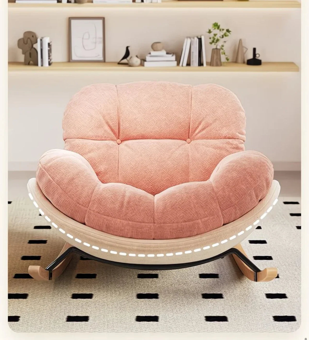 Eggshell Rocking Chair for Home Living Room Single Sofa Lazy Chair Balcony Leisure Chair Girls Pink Rocking Chair