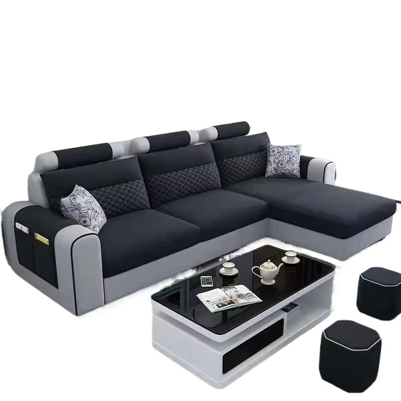 Modern Three-Seat Fabric Sofa Set Convertible Removable for Easy Care for Small Apartment or Modern Living Room for Villas