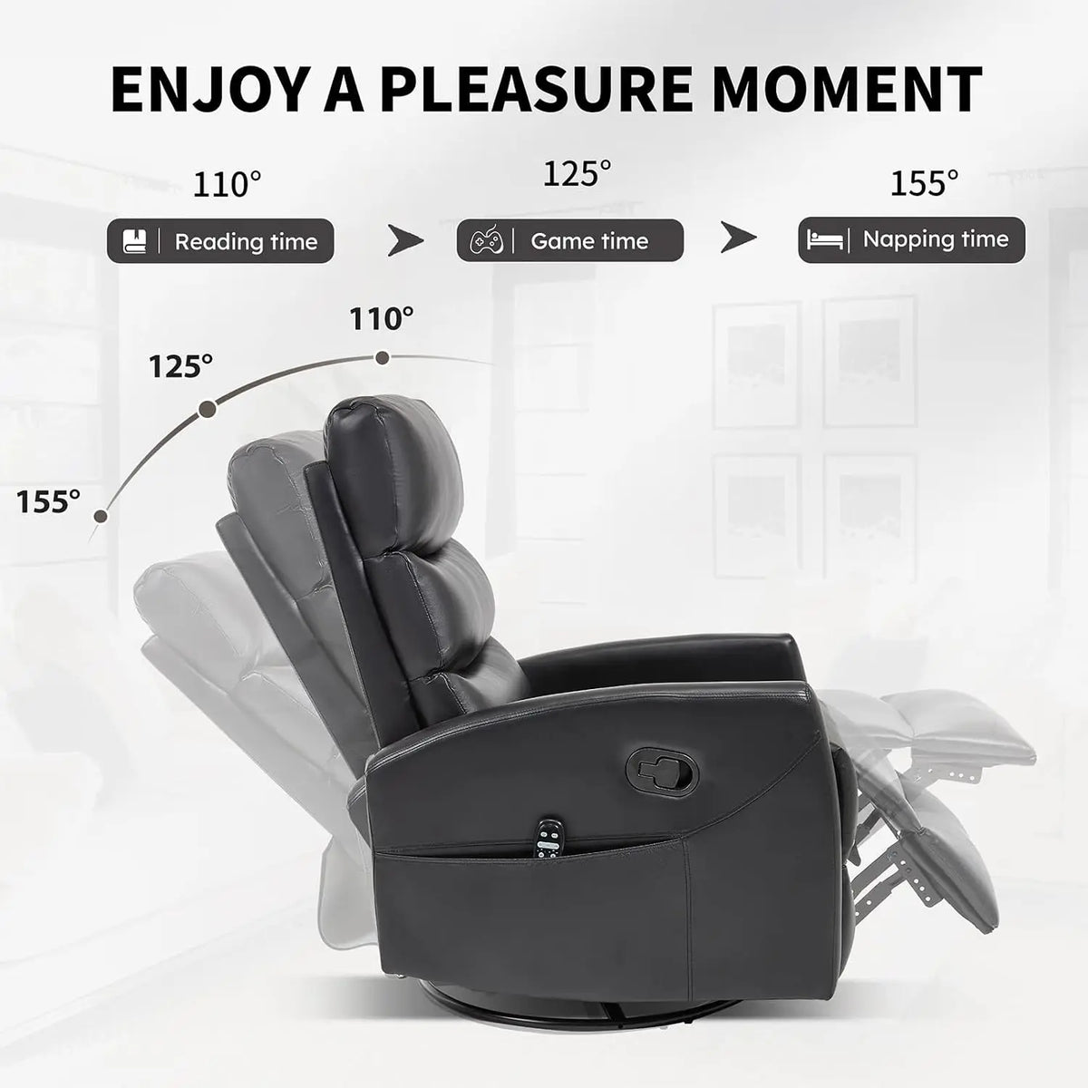 Massage Chair Recliner with Heat, Swivel Rocking Chair Recliner with High Back, Manual Lazy Boy Recliners for Adults,Small Recli