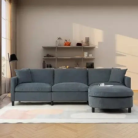 #For L-Shaped Modular Sectional Sofa, 3-Seater Comfy Cloud Couch with Ottoman/Chaise & 5 Pillows for Living Room Bedroom&