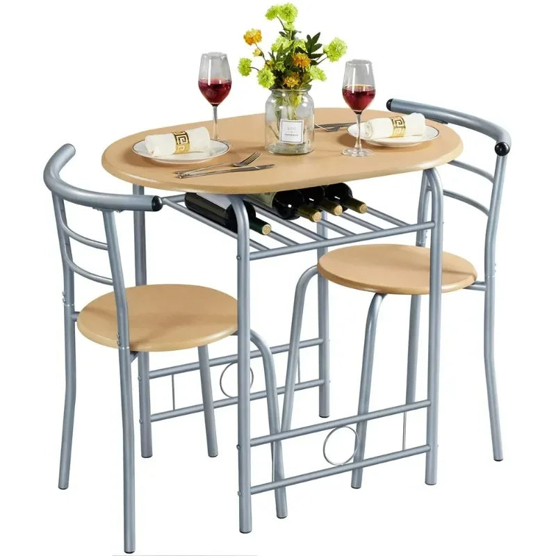 Alden Design Modern Dining Set 3pcs round Table And 2 Chairs Multiple Colors Available for Kitchen Room Furniture