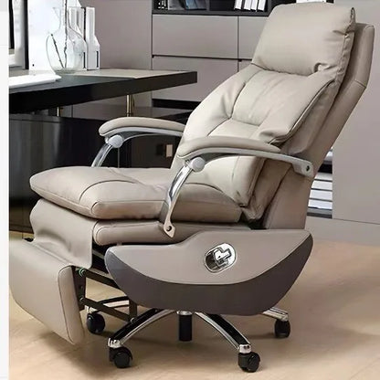 AOLIVIYA Top Layer Cowhide Electric Executive Chair for Home Office Comfortable Computer Swivel Chair Business President Reclini