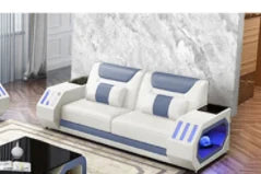 2025 High Quality Modern Luxury smart Leather Sectional Sofa Chairs Set Couch Living Room furniture Sofas With Led