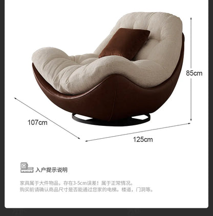 Italian minimalist rotating single chair modern creative sofa living room balcony lazy recliner