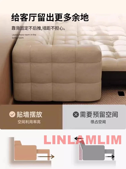 Linlamlim Multifunctional Convertible Sofa Bed, Modern Genuine Leather Folding Marshmallow Couch Cama Living Room Home Furniture