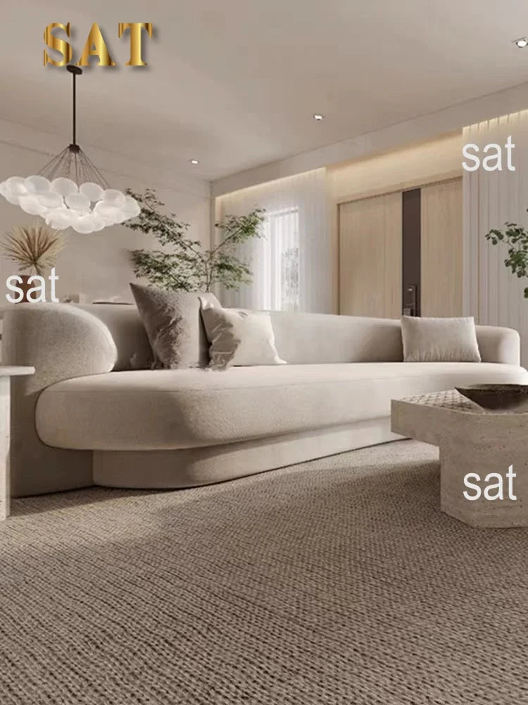 Fabric Living Room Sofas European Beige Italian Curved Luxury Couch Double Modern Designer Divano Soggiorno Home Furniture