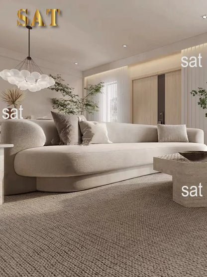 Fabric Living Room Sofas European Beige Italian Curved Luxury Couch Double Modern Designer Divano Soggiorno Home Furniture