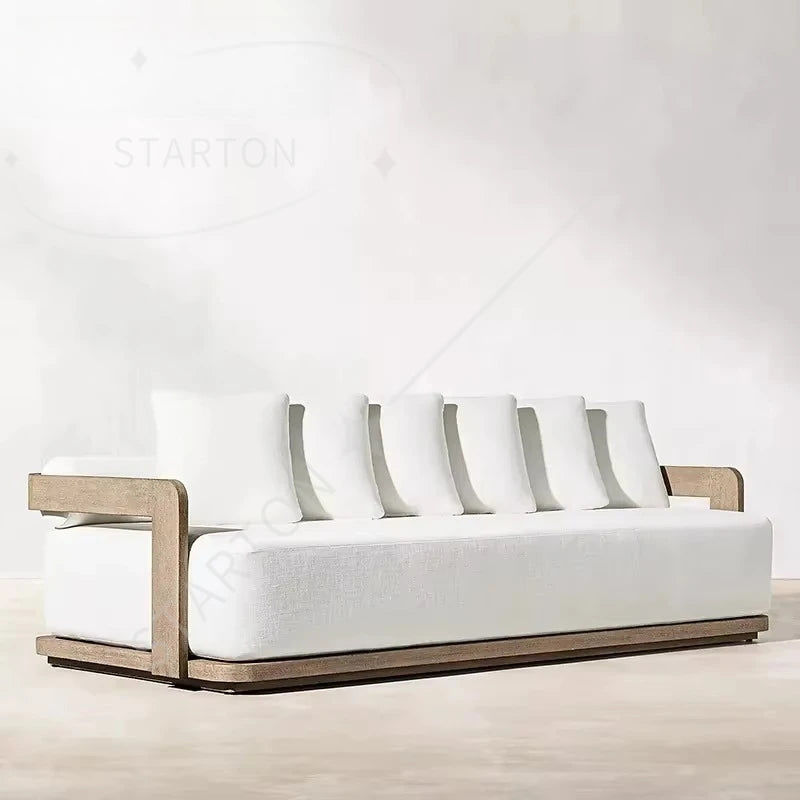 Custom outdoor courtyard waterproof design garden sofa wooden furniture teak outdoor furniture