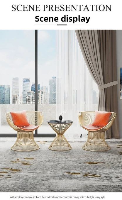 Cream Style Single Sofa Chair Designer Light Luxury Living Room Reception Table Balcony Leisure Table Chair Three Piece Set
