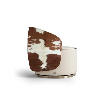 BX Italian Minimalist Light Luxury Leather Sofa Chair Living Room Home High-end Horse Fur Backrest Leisure Chair Stainless Steel