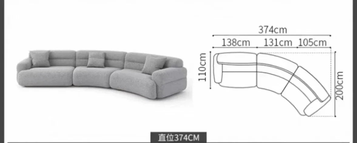yA38 Italian minimalist corner large arc fabric combination sofa modern beauty salon size apartment