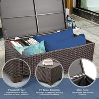 6-Piece Outdoor Patio Furniture Set with Wicker Sofa, Chairs, and Storage Table