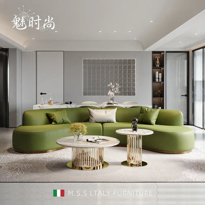 Minimalist light luxury leather sofa designer large apartment Italian large arc sofa