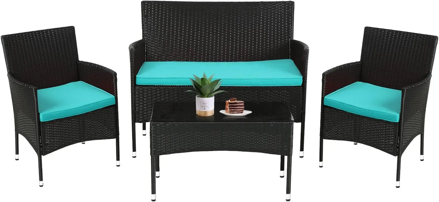 outdoor patio furniture set wicker patio set pe rattan furniture bistro set for outdoor indoor use with loveseats coffee table,