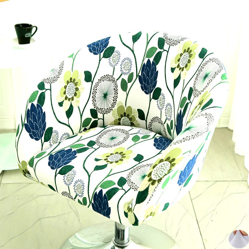 Universal Curved Chair Cover Short Back Printed Arc Armchair Covers Dining Chair Covers Home Spandex Elastic Dustproof Cover