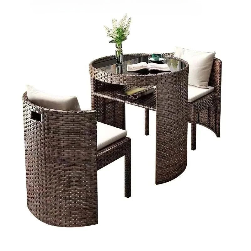 Balcony leisure table and chair combination, rattan chair three-piece set