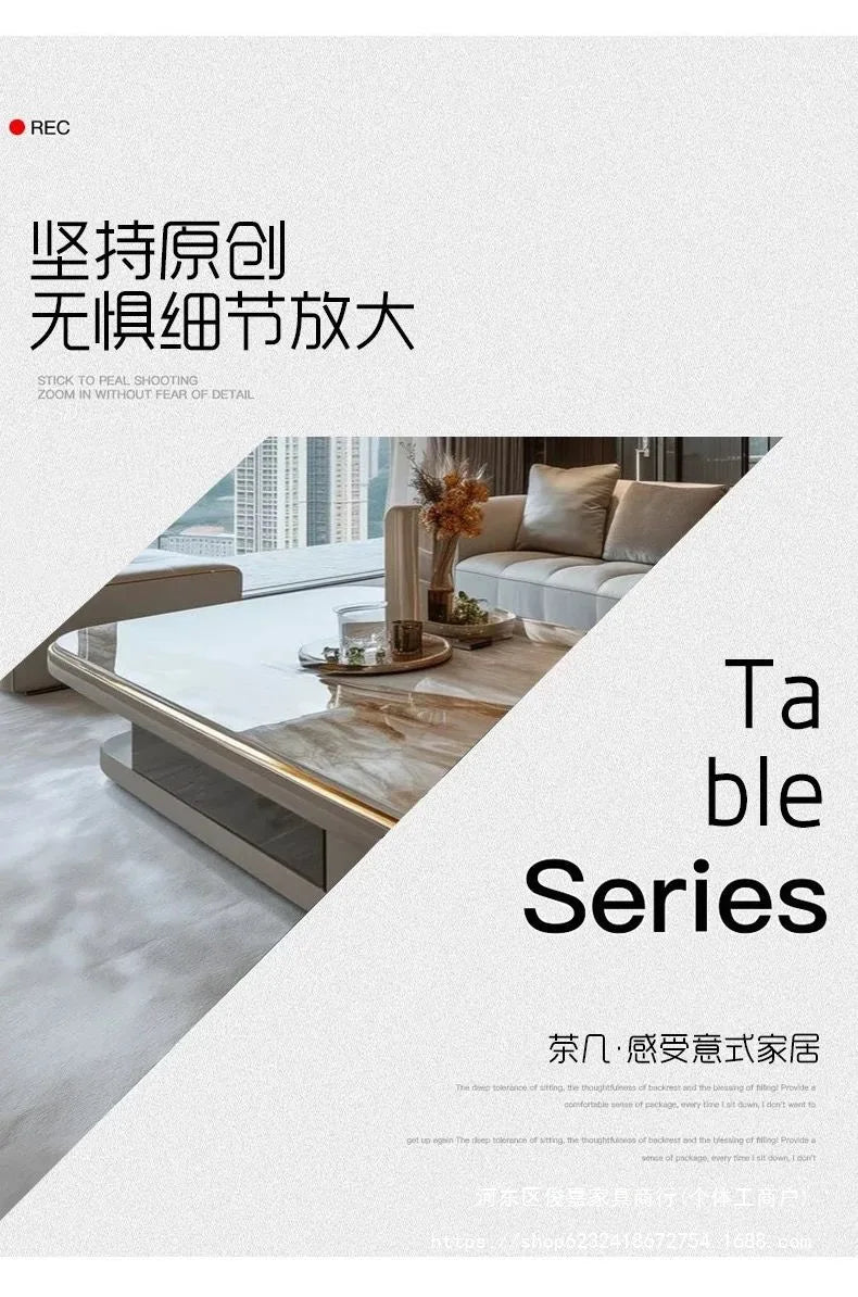 Light luxury modern coffee table microcrystalline stone high-end home high-end new living room villa marble lengthening