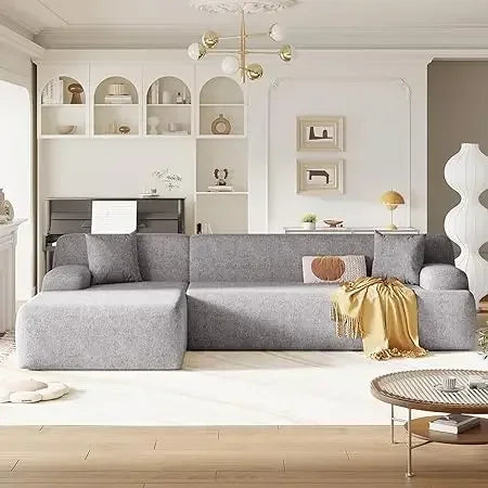 #For L-Shaped Modular Sectional Sofa, 3-Seater Comfy Cloud Couch with Ottoman/Chaise & 5 Pillows for Living Room Bedroom&