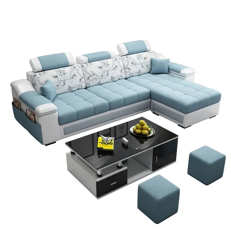 Leather sofa, simple and modern small apartment sofa, three people in the living room