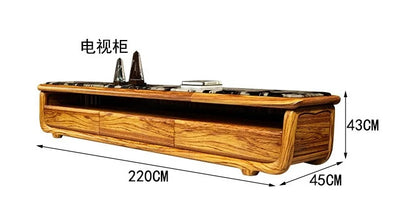 High-end ebony TV cabinet stone floor cabinet coffee table sofa combination