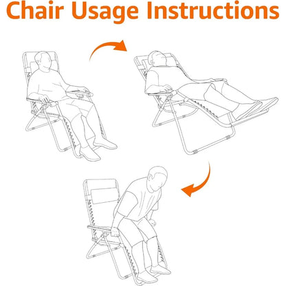 Basics Outdoor Patio Zero Gravity Lounge Chair with Pillow, Folding Reclining and Textilene Adjustable, Folding Lounge 26" Black