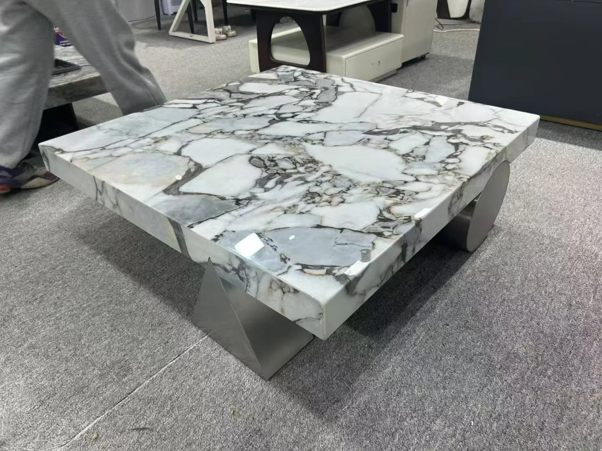 HLZ Modern Minimalist Marble Coffee Table Light Luxury Large and Small Apartment Home Living Room Square Flat Coffee Table