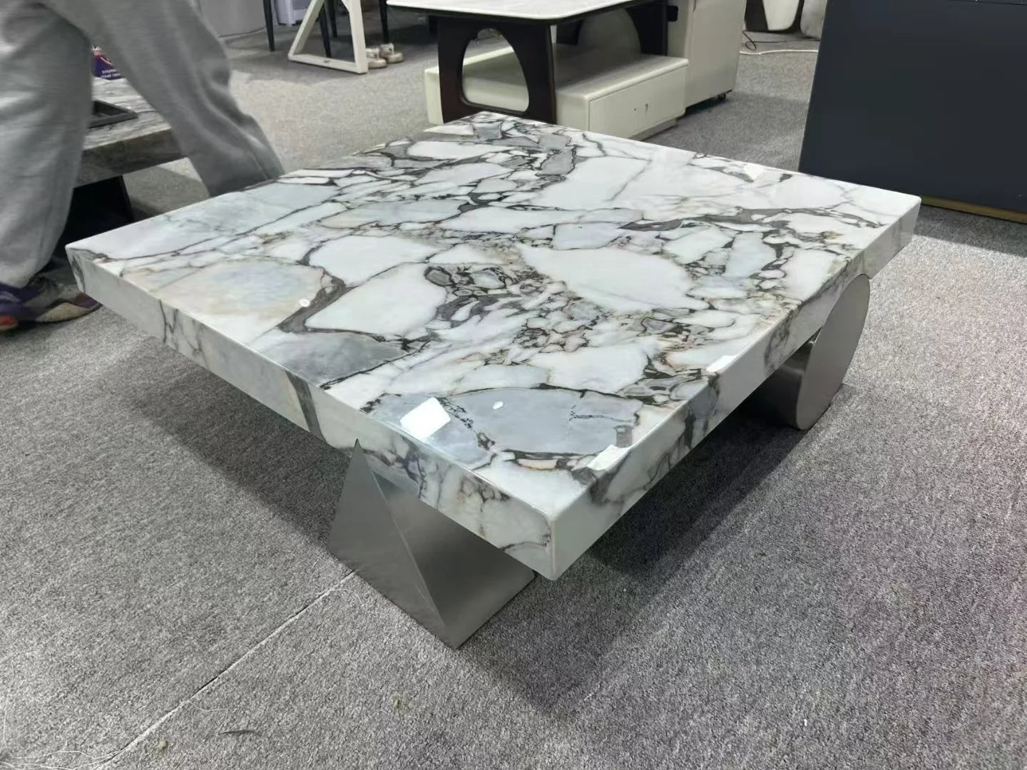 HLZ Modern Minimalist Marble Coffee Table Light Luxury Large and Small Apartment Home Living Room Square Flat Coffee Table