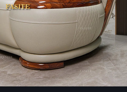 Modern ebony leather sofa first layer cowhide home simple new Chinese living room solid wood